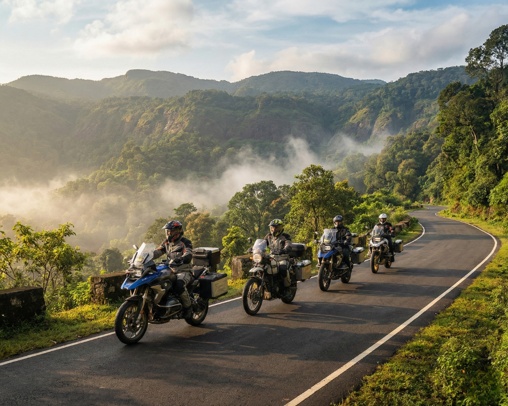 Motorcycle riding through Western Ghats